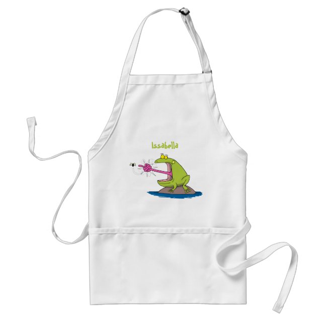 Tablier Funny frog and fly cartoon (Devant)