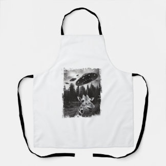 Tablier Funny Giraffe UFO Zoo animal Weird meme Graphisme
