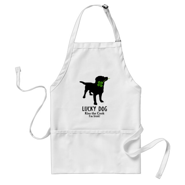 Tablier Funny Irish St. Patrick's Day Black Lab Lucky Dog (Devant)
