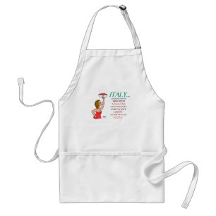 Tablier Funny Italian Women and Food of Italy Dessin animé
