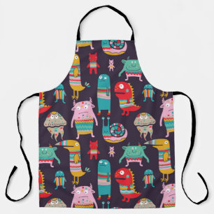 Tablier Funny monsters seamless pattern