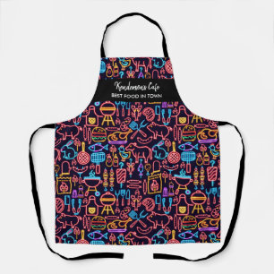Tablier Funny Neon BBQ Motif alimentaire Personnalisé Chef