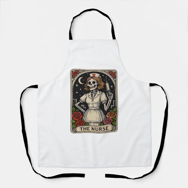 Tablier Funny Nurse Skeleton Tarot Card Halloween Nurse (Recto)