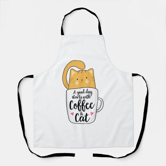 Tablier Funny Orange Cat Coffee Mug Cat Lover  (Recto)