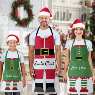 Tablier Funny Père Noël Vert et Rouge Coutume