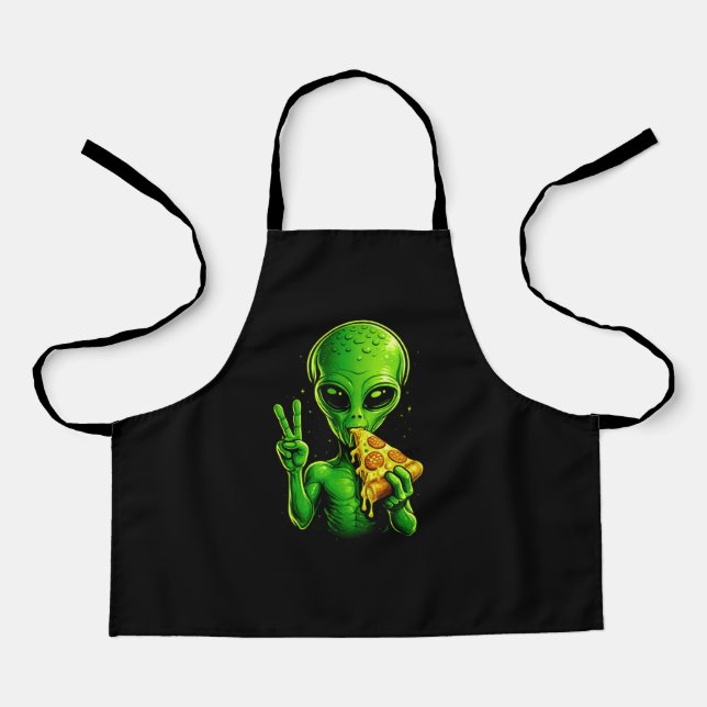 Tablier Funny Pizza Chef Apron Alien Pizza Lover Cooking  (Recto)