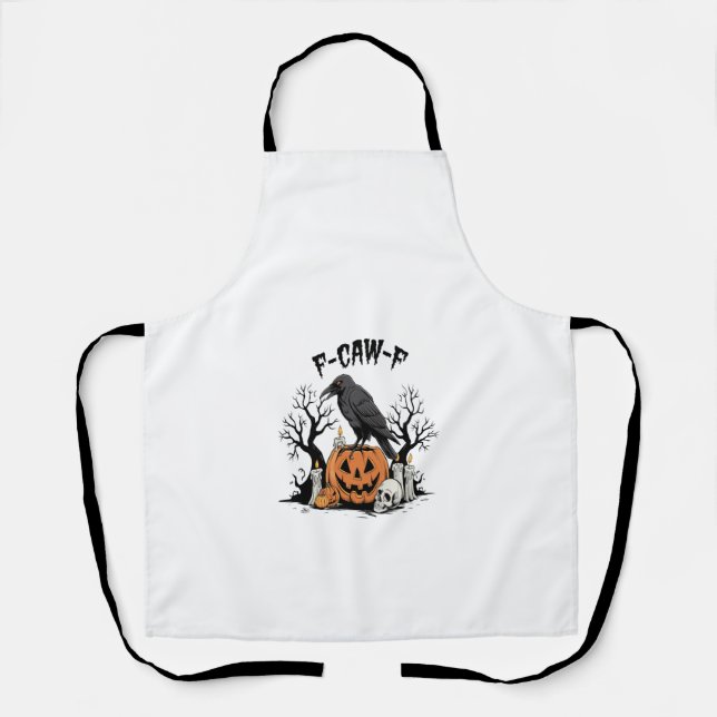 Tablier Funny Raven, F-Caw-F, Skull Raven, Gothic Crow (Recto)