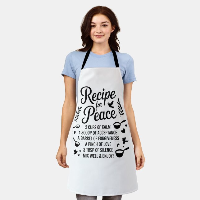 Tablier Funny Recipe Quote Kitchen Calm, Acceptance & Love (Porté)