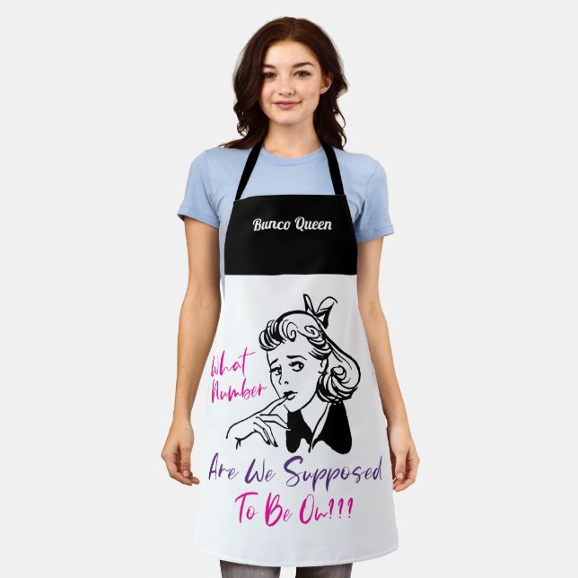 Tablier Funny Retro Bunco Queen Monogramme (Porté)