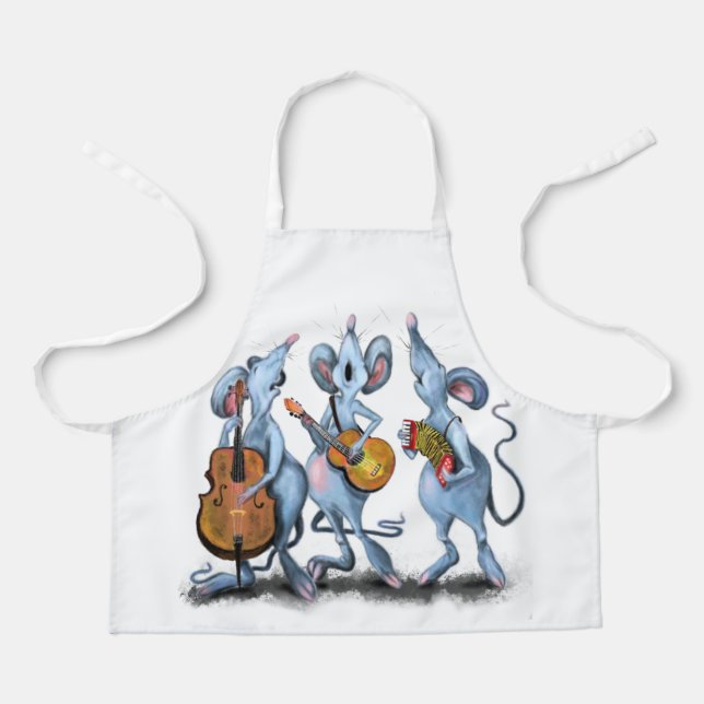 Tablier Funny Romantic Mouse Band - Dessin animal de dessi (Recto)