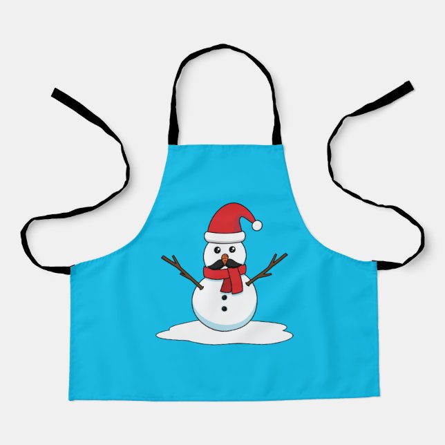 Tablier Funny Snowman avec Moustache et carotte (Recto)