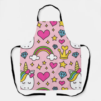 Tablier Funny Unicorn Motif rose Magique Cheval mignon