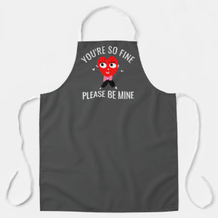 Tablier Funny Valentines Red Heart Mens Grey Chef