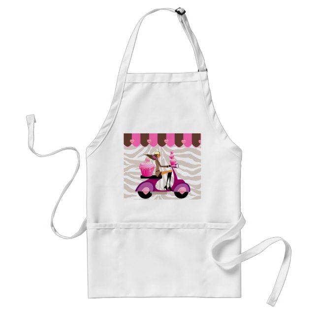 Tablier Funny Zebra Cupcake Scooter Girl Bakery Apron (Devant)