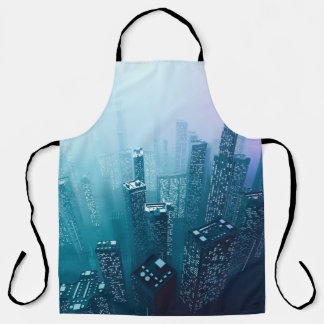 Tablier Future ville centre-ville avec gratte-ciel en cybe