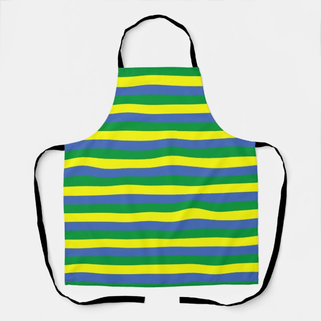 Tablier gabon drapeau rayures symbole du pays vert bleu ja (Recto)