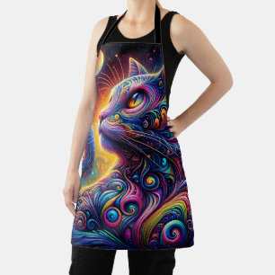 Tablier Galaxie mystique spirale Chat arc-en-ciel