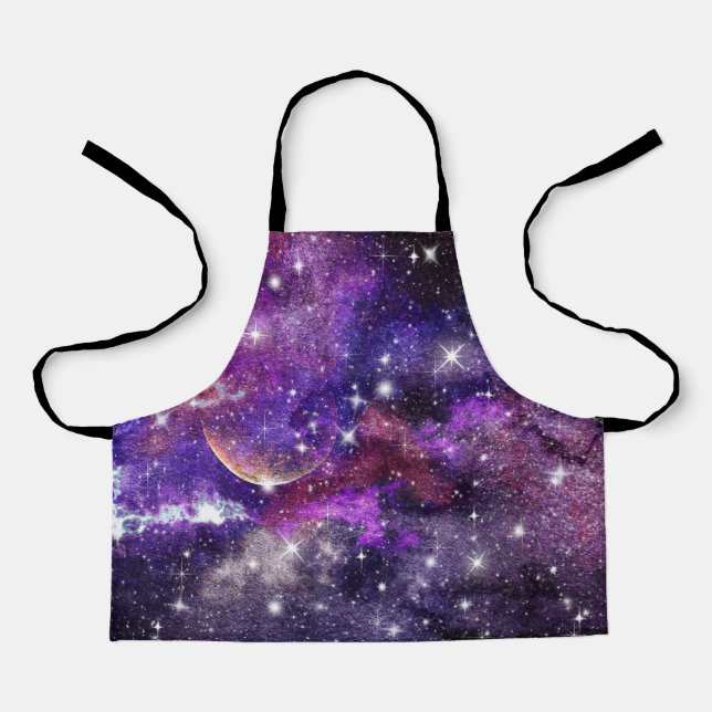 Tablier Galaxie violette Voie lactée avec planète (Recto)