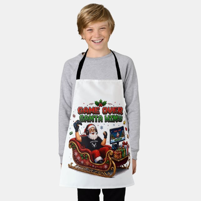 Tablier Game Over Santa Gagne Noël Gamer (Porté)
