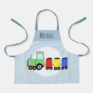 Tablier Garçons Cute Modern Train & Name Enfants