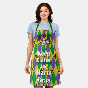 Tablier Gardez le calme et Mardi Gras Arlequin Apron