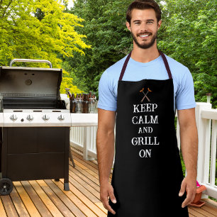 Tablier Gardez votre calme et faites griller sur BBQ Typog