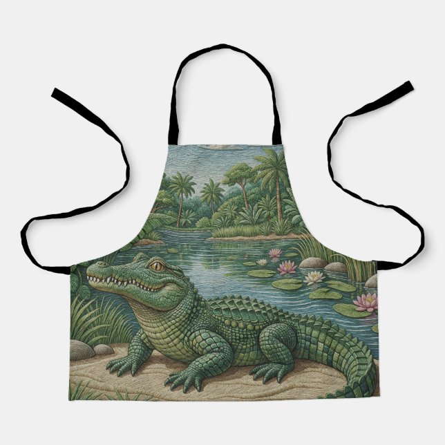 Tablier Gardien des zones humides : Crocodile brodé (Recto)