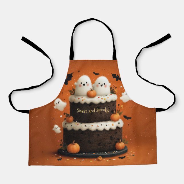 Tablier Gâteau fantôme mignon d'Halloween Un petit Boo (Recto)