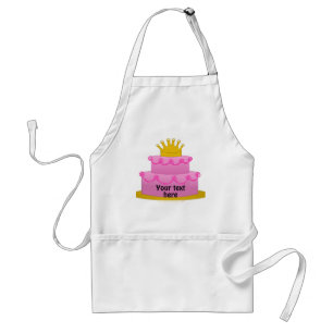 Tablier Gâteau rose avec l'anniversaire de couronne