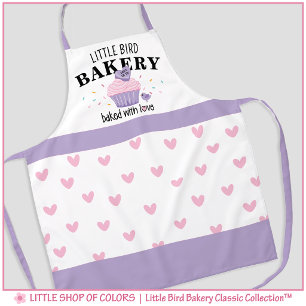 Tablier Gâteau rose et violet personnalisable Boulangerie