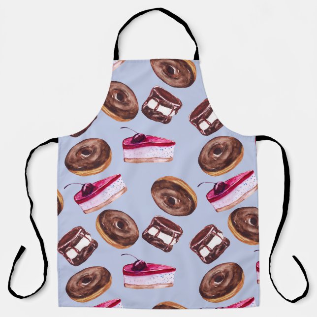 Tablier Gâteaux sucrés : Aquarelle Nourriture transparente (Recto)