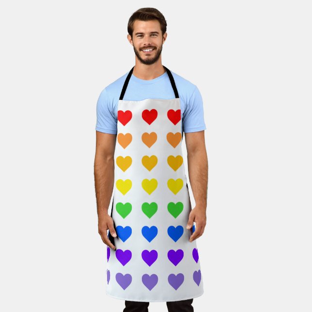 Tablier Gay pride Rainbow Hearts (Porté)
