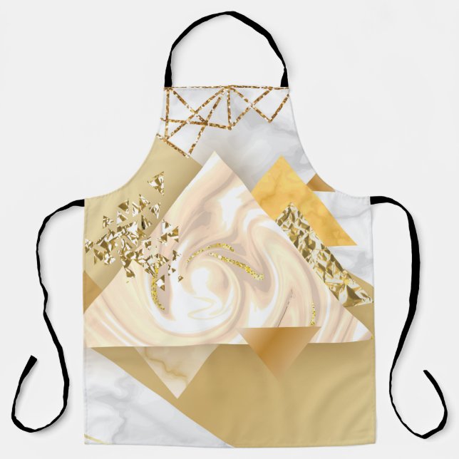 Tablier Géométrique dorée de luxe avec patte transparente  (Recto)