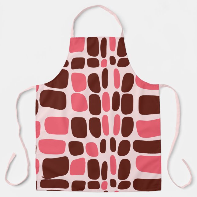 Tablier géométrique rose et chocolat Retro Mod (Recto)