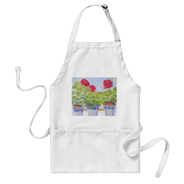 Tablier Geraniums in Salmon Falls Pottery Apron (Devant)