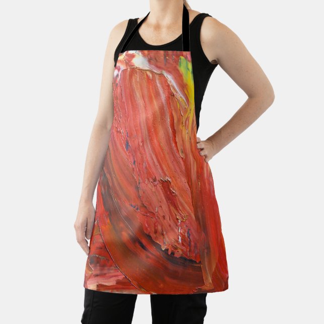 Tablier Geste Vertical Abstrait en Rouge (Insitu)