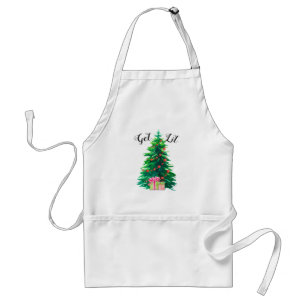Tablier Get Lit Christmas Tree Cooking Chef Baking Pocket