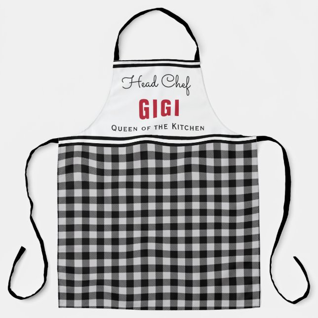 Tablier Gigi personnalisé en noir et blanc (Recto)