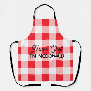 Tablier Gingham Rouge Blanc CUISINIER DE MAISON