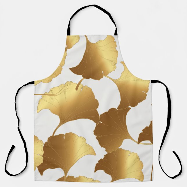 Tablier Ginkgo Gold : Design Vintage de luxe. (Recto)