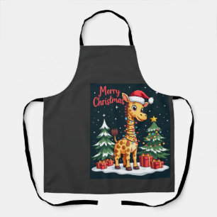 Tablier Girafe Joyeux Noël Éclairage de l'Arbre de Noël Pè
