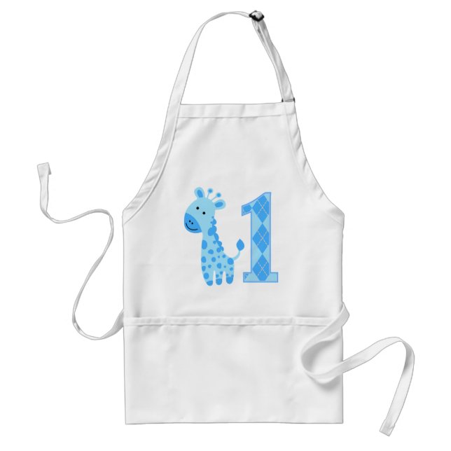 Tablier Giraffe Bleue Premier anniversaire (Devant)