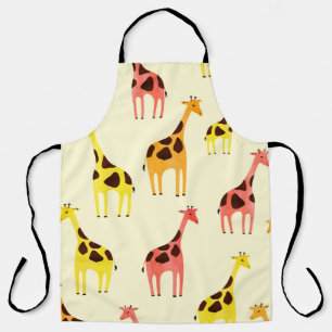 Tablier Giraffe de dessin : Motif Vintage coloré.