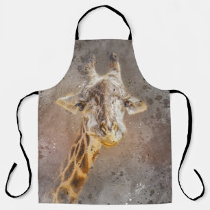 Tablier Giraffe Portrait Faune Photographie Aquarelle