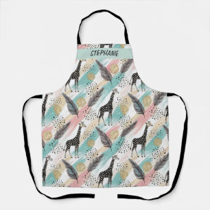 Tablier Giraffe Whimsical Polka Dot Motif - Pastel