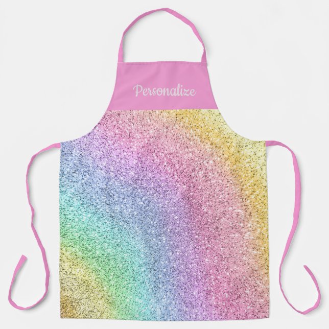 Tablier Girl Pastel Rainbow Parties scintillant Motif pers (Recto)