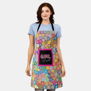 Tablier Girl Power   Fille rose belles femmes Fleurs sauva