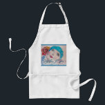 Tablier Girl With Red Rose Beret Be True To You Apron<br><div class="desc">Girl with Red Rose Beret Be True To You Apron. A lovely & practical venin ! Designed from one of my original watercolour paintings !</div>