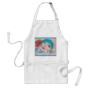 Tablier Girl With Red Rose Beret Be True To You Apron
