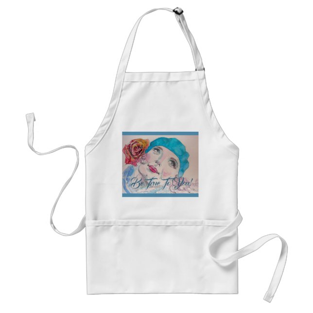 Tablier Girl With Red Rose Beret Be True To You Apron (Devant)